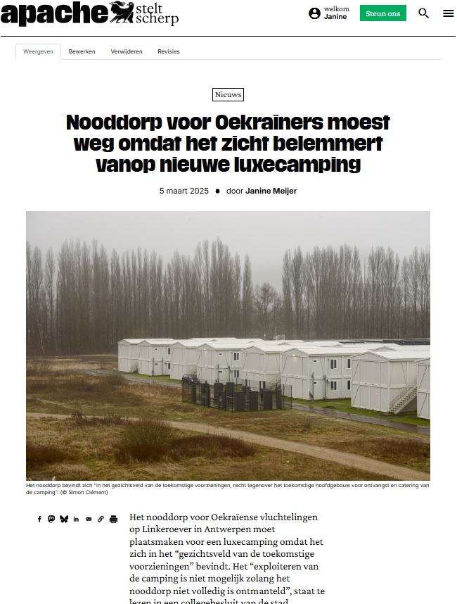 Nooddorp voor Oekraïners moest weg omdat het zicht belemmert vanop nieuwe luxecamping